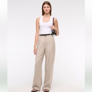 NWT Abercrombie & Fitch Harper crepe wide leg tailored pants in tan Sz 29/8